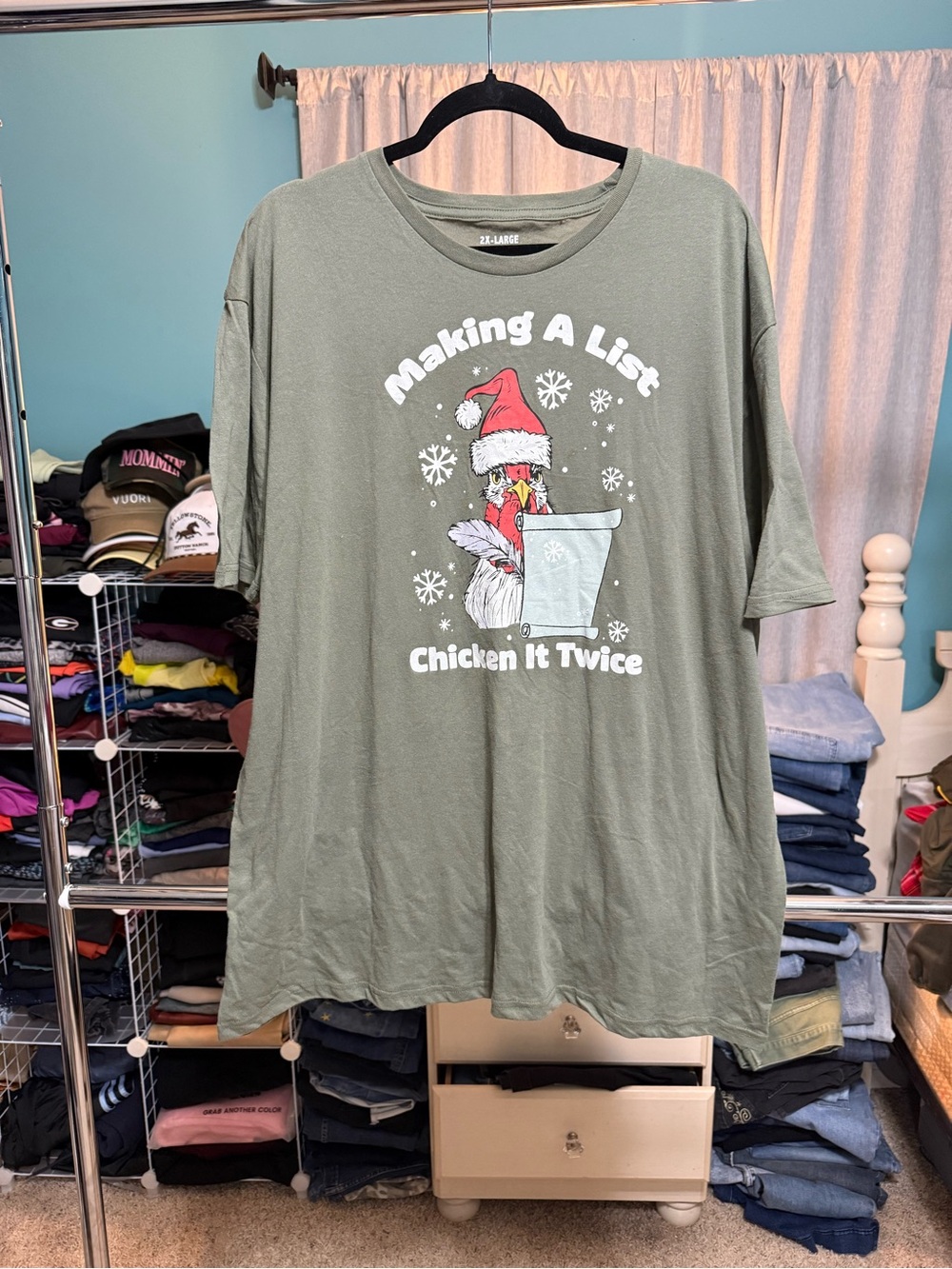 Making A List Chicken It Twice Graphic Tee - Olive - Unbranded